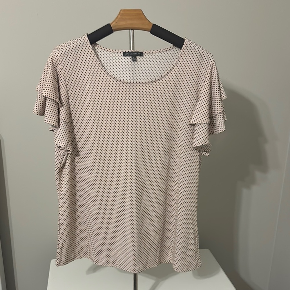 Polka Dot Ruffle Sleeve Top